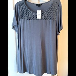 NWT LB Sz 14/16 blueish-grey with detailed lace neck.